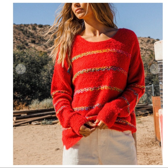 Boho chic Strip Knit Sweater Top - Picture 5 of 8